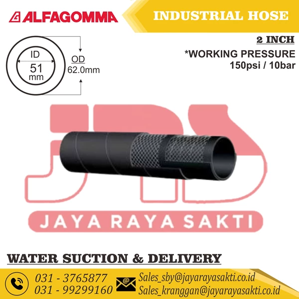 INDUSTRIAL HOSE ALFAGOMMA 202AA GENERAL PURPOSE WATER SUCTION AND DELIVERY 10 BAR 150 PSI 51 MM 2 INCH