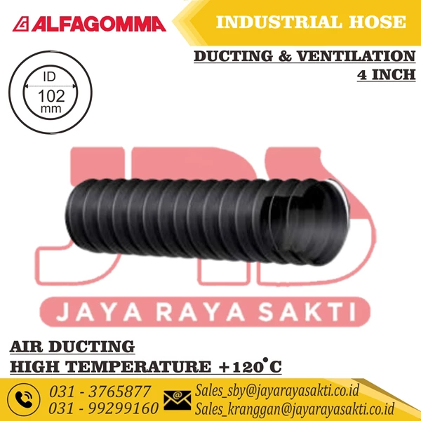  INDUSTRIAL HOSE ALFAGOMMA SPIRAL 178AA AIR DUCTING HIGH TEMPERATURE +120 CELSIUS 102 MM 4 INCH
