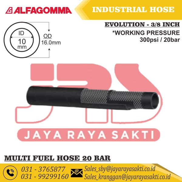 INDUSTRIAL HOSE ALFAGOMMA 654AA MULTI FUEL AND OIL DELIVERY 20 BAR 300 PSI 10 MM 3/8 INCH
