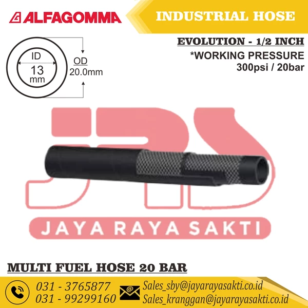 INDUSTRIAL HOSE ALFAGOMMA 654AA MULTI FUEL AND OIL DELIVERY 20 BAR 300 PSI 13 MM 1/2 INCH