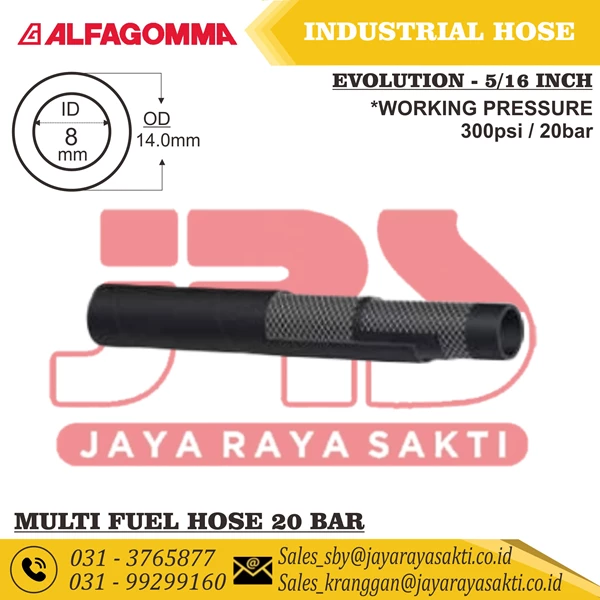 INDUSTRIAL HOSE ALFAGOMMA 654AA MULTI FUEL AND OIL DELIVERY 20 BAR 300 PSI 8 MM 5/16 INCH