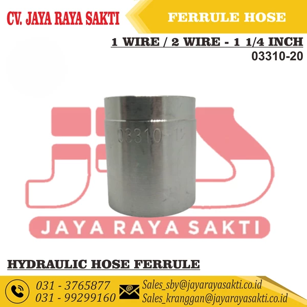HYDRAULIC HOSE FERRULE 03310-20 SLEEVE 1 WIRE 2 WIRE 1 1/4 INCH COUPLING CONNECTOR HOSE