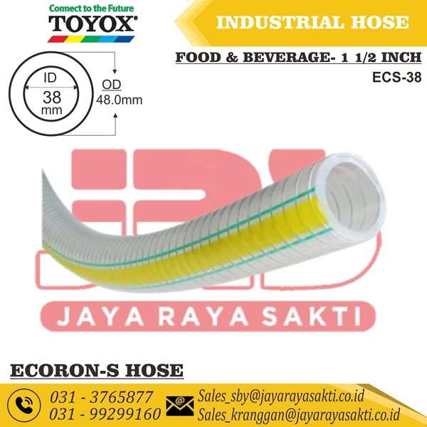 HOSE ECORON-S CLEAR STEEL WIRE 1 1/2 INCH 38 MM RESISTANT FROM FOOD BEVERAGE CHEMICAL TOYOX