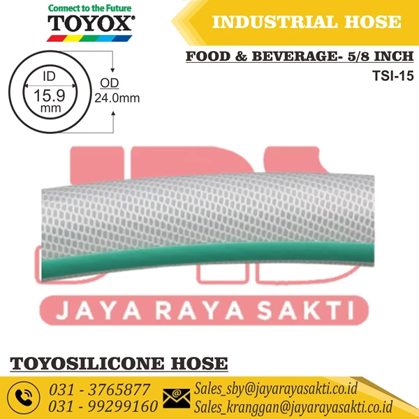 HOSE TOYOSILICONE CLEAR SILICONE RUBBER THREAD 5/8 INCH 15.9 MM HEAT AND FOOD BEVERAGE RESISTANT TOYOX