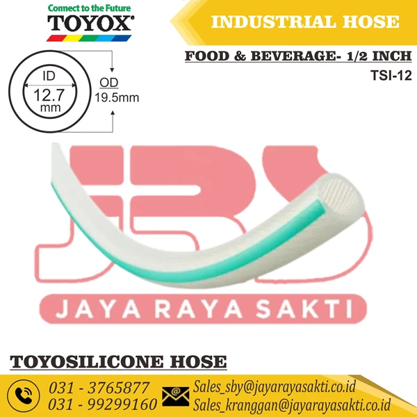 HOSE TOYOSILICONE CLEAR SILICONE RUBBER THREAD 1/2 INCH 12.7 MM HEAT AND FOOD BEVERAGE RESISTANT TOYOX