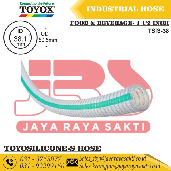 HOSE TOYOSILICONE-S CLEAR SILICONE RUBBER THREAD 1 1/2 INCH 38.1 MM HEAT AND FOOD BEVERAGE RESISTANT TOYOX