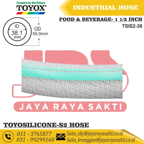 HOSE TOYOSILICONE-S2 CLEAR SILICONE RUBBER THREAD 1 1/2 INCH 38.1 MM HEAT AND FOOD BEVERAGE RESISTANT TOYOX