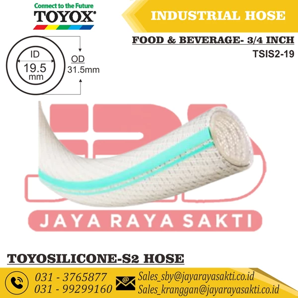 HOSE TOYOSILICONE-S2 CLEAR SILICONE RUBBER THREAD 3/4 INCH 19.5 MM HEAT AND FOOD BEVERAGE RESISTANT TOYOX