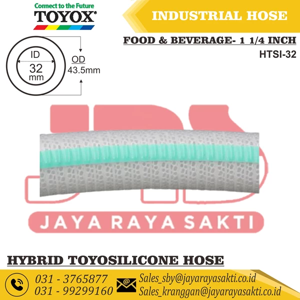 HOSE HYBRID TOYOSILICONE PVC CLEAR SILICONE RUBBER THREAD 1 1/4 INCH 32 MM HEAT AND FOOD BEVERAGE RESISTANT TOYOX