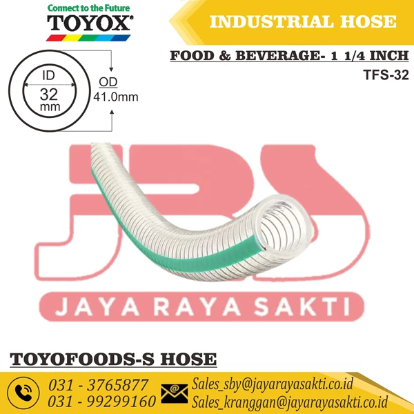 HOSE TOYOFOODS-S PVC CLEAR STEEL WIRE 1 1/4 INCH 32 MM OIL AND FOOD BEVERAGE RESISTANT TOYOX