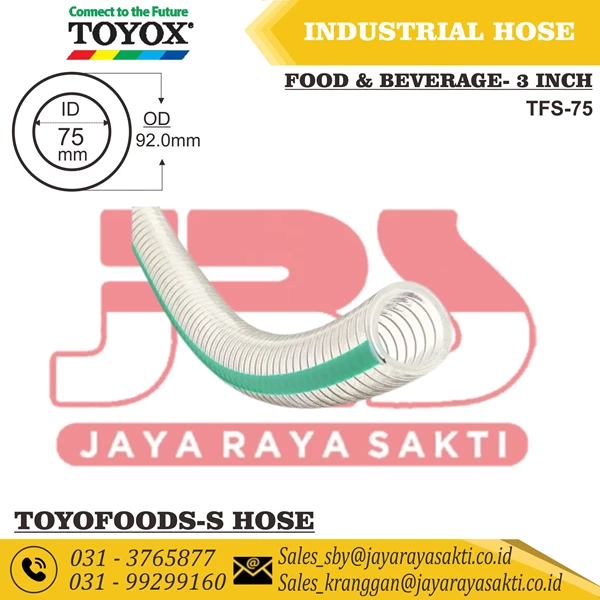 HOSE TOYOFOODS-S PVC CLEAR SPIRAL STEEL WIRE 3 INCH 75 MM OIL AND FOOD BEVERAGE RESISTANT TOYOX