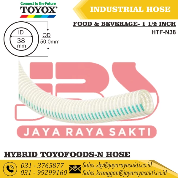 HOSE HYBRID TOYOFOODS-N PVC CLEAR FLEXIBLE THREAD 1 1/2 INCH 38 MM OIL AND FOOD BEVERAGE RESISTANT TOYOX
