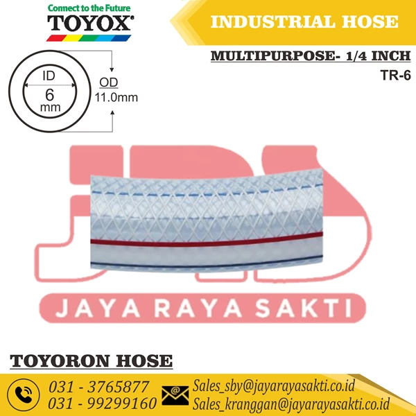 HOSE TOYORON MULTIPURPOSE PVC CLEAR THREAD 6 MM 1/4 INCH TOYOX