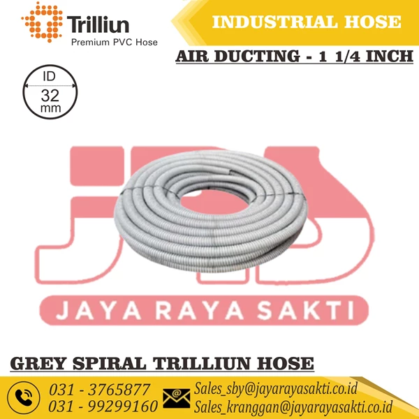 TRILLIUN  HOSE PVC AIR DUCTING SPIRAL GREY 1 1/4 INCH 32 MM