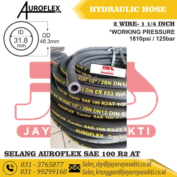 HYDRAULIC HOSE AUROFLEX 2 WIRE 1 1/4 INCH 125 BAR 1810 PSI