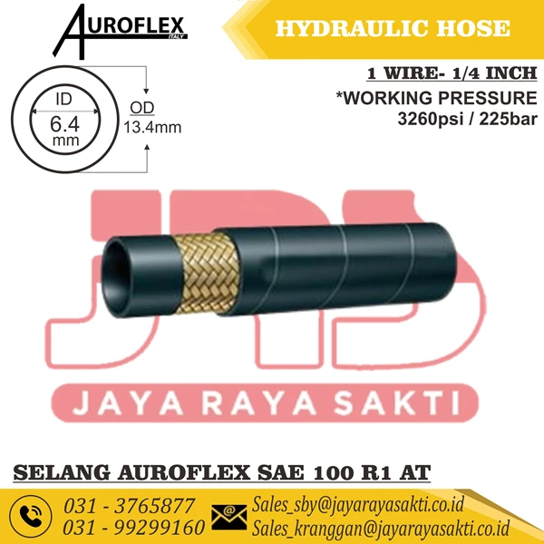 HYDRAULIC HOSE AUROFLEX 1 WIRE 1/4 INCH 225 BAR 3260 SAE 100 R1 AT