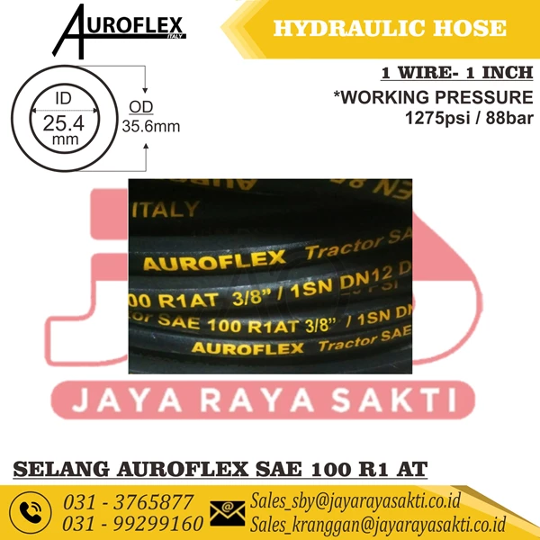 HYDRAULIC HOSE AUROFLEX 1 WIRE 1 INCH 88 BAR 1275 SAE 100 R1 AT R1AT