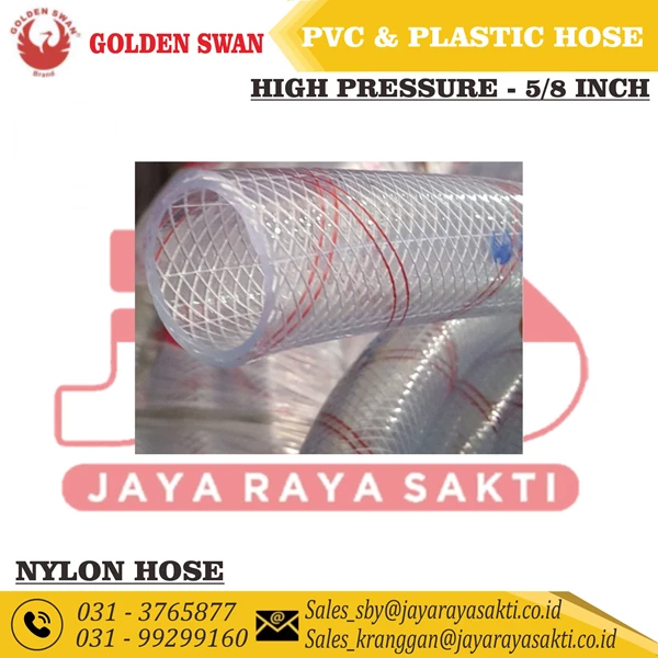 GOLDEN SWAN CLEAR THREAD NYLON PVC FIBER HOSE 5/8 INCH DIM HIPREX