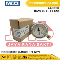 PRESSURE GAUGE WIKA 2.5 INCH SS 1/4 NPT BRASS SCALE RANGE 0 TO 16 BAR 230 PSI