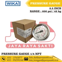 PRESSURE GAUGE WIKA 2.5 INCH SS 1/4 NPT BRASS SCALE RANGE 42 kg 600 PSI