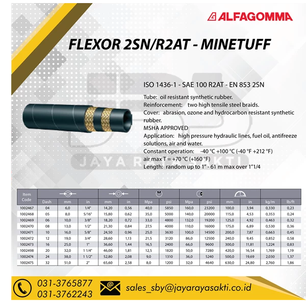 Hydraulic hose Alfagomma FLEXOR 2SN/R2AT - 2 Wire