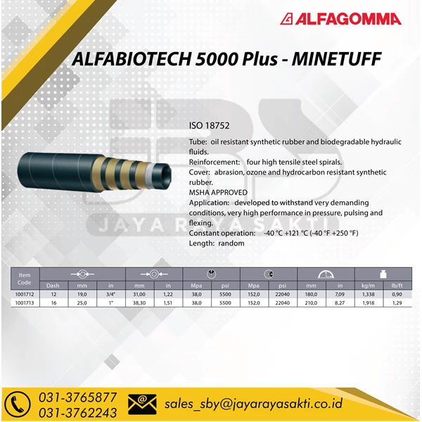 Hydraulic hose Alfagomma ALFABIOTECH 5000 PLUS - MINETUFF