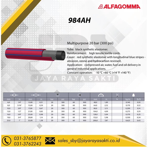 Alfagomma  industrial hose 984AH multipurpose 20 bar 300 psi